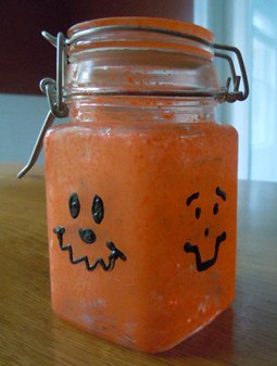 halloween crafts; pumpkin candy jar